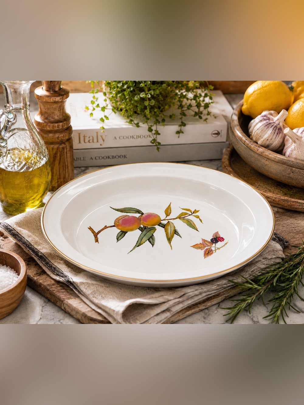 Vtg ROYAL WORCESTER Evesham GoldEnglish Oval Serveware Oven To Table EUC#0420267